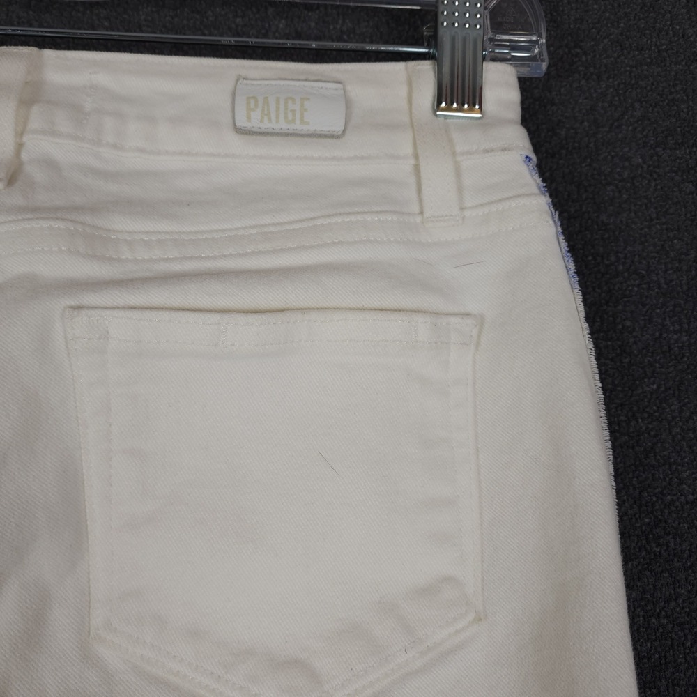PAIGE Verdugo Ultra Skinny Cream Jeans Blue Patchwork Embellishment‎ Size 25 - Picture 5 of 10